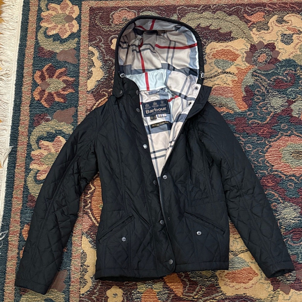 Barbour Black Quilted Hooded Jacket